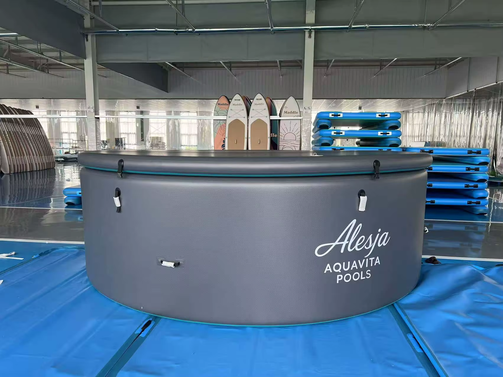 Piscine ronde gonflable, piscine géante en PVC de 400x120 cm, piscine antidérapante, piscine résiden