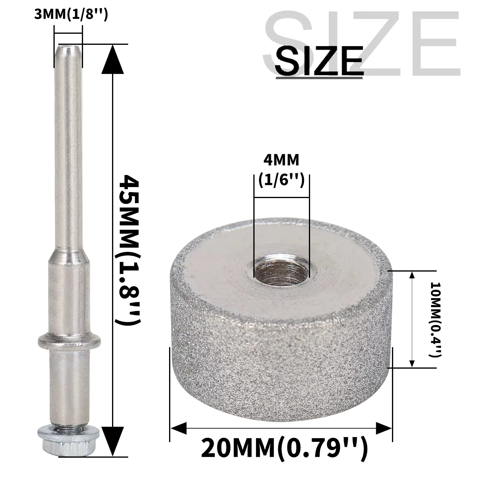 Sbestily 1/3Pcs 20mm Meule diamantée Mini tête de meulage cylindrique pour Dremel Meule rotative pou
