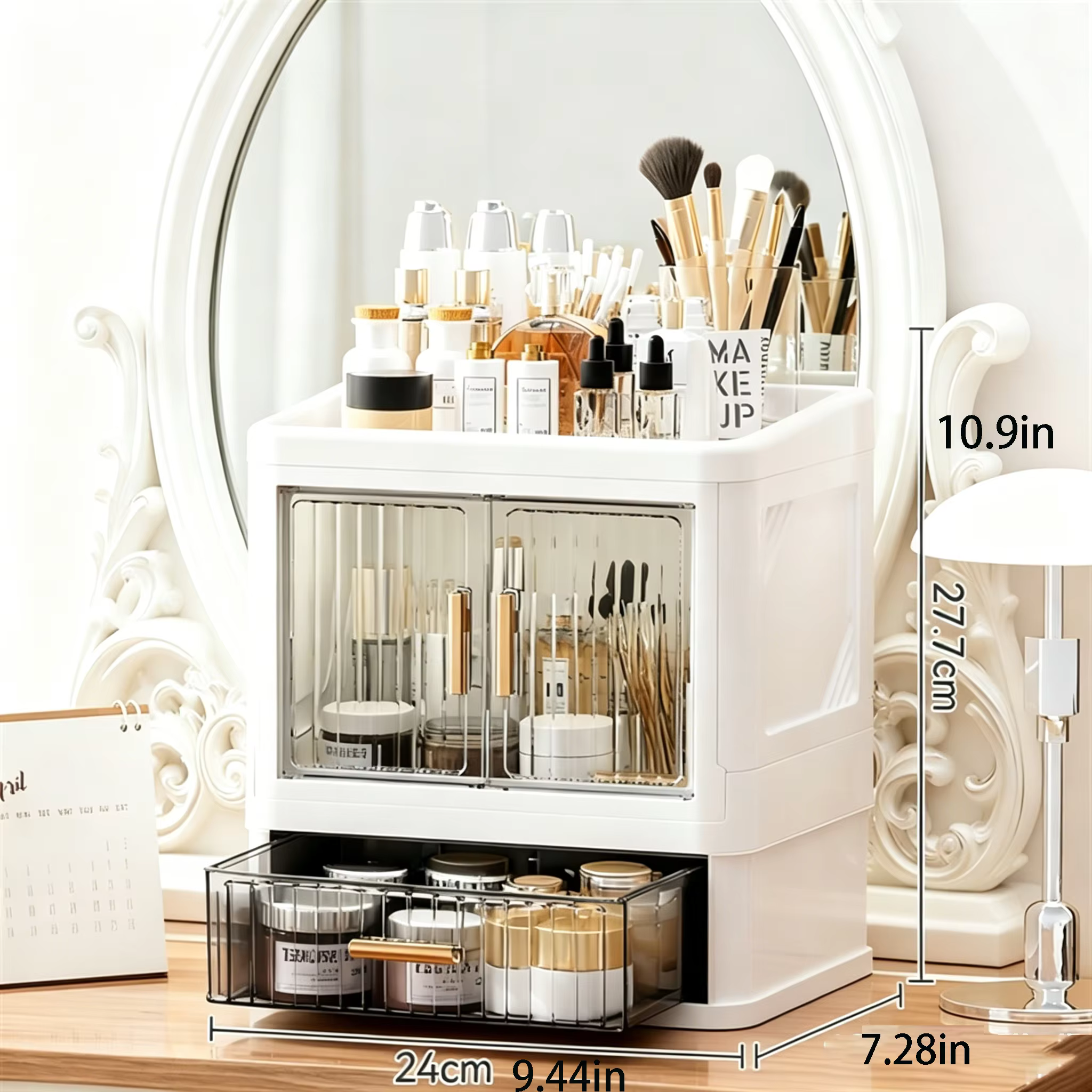 Texture luxueuse + rangement pratique : l'armoire de rangement pour maquillage est simplement incroy
