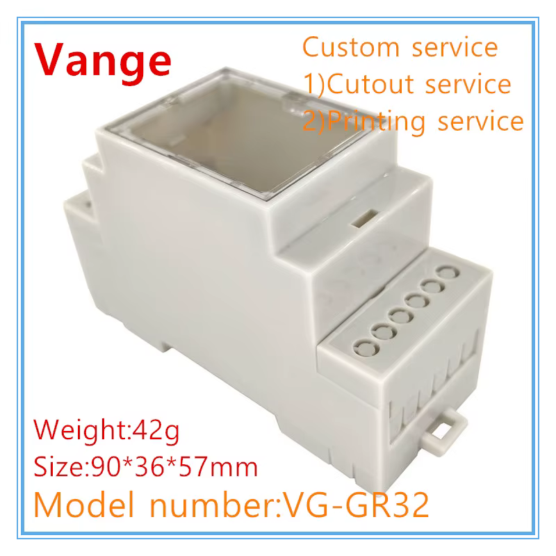 Boîtier électrique sur rail din, boîte de projet en plastique PC 90x36x57mm