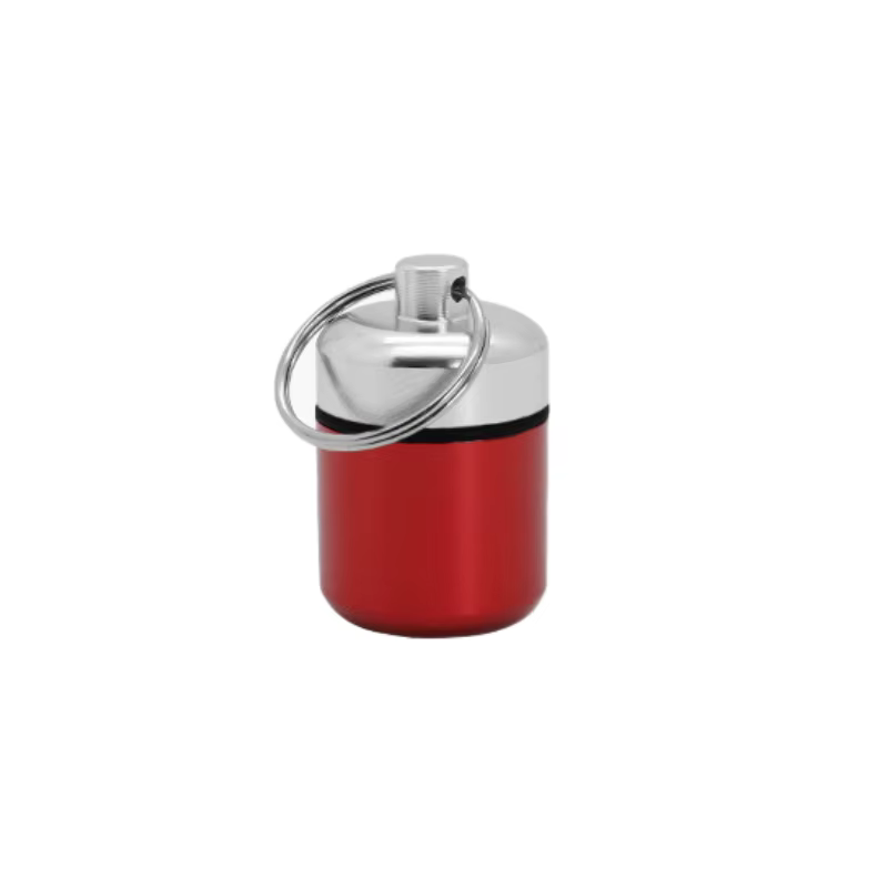 Boîte à pilules étanche en aluminium avec rangement scellé, tête plate et porte-clés pour vitamines,