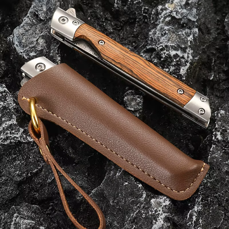 Couteau pliant à motif damas, couteau de poche polyvalent à ouverture rapide pour Camping en plein a