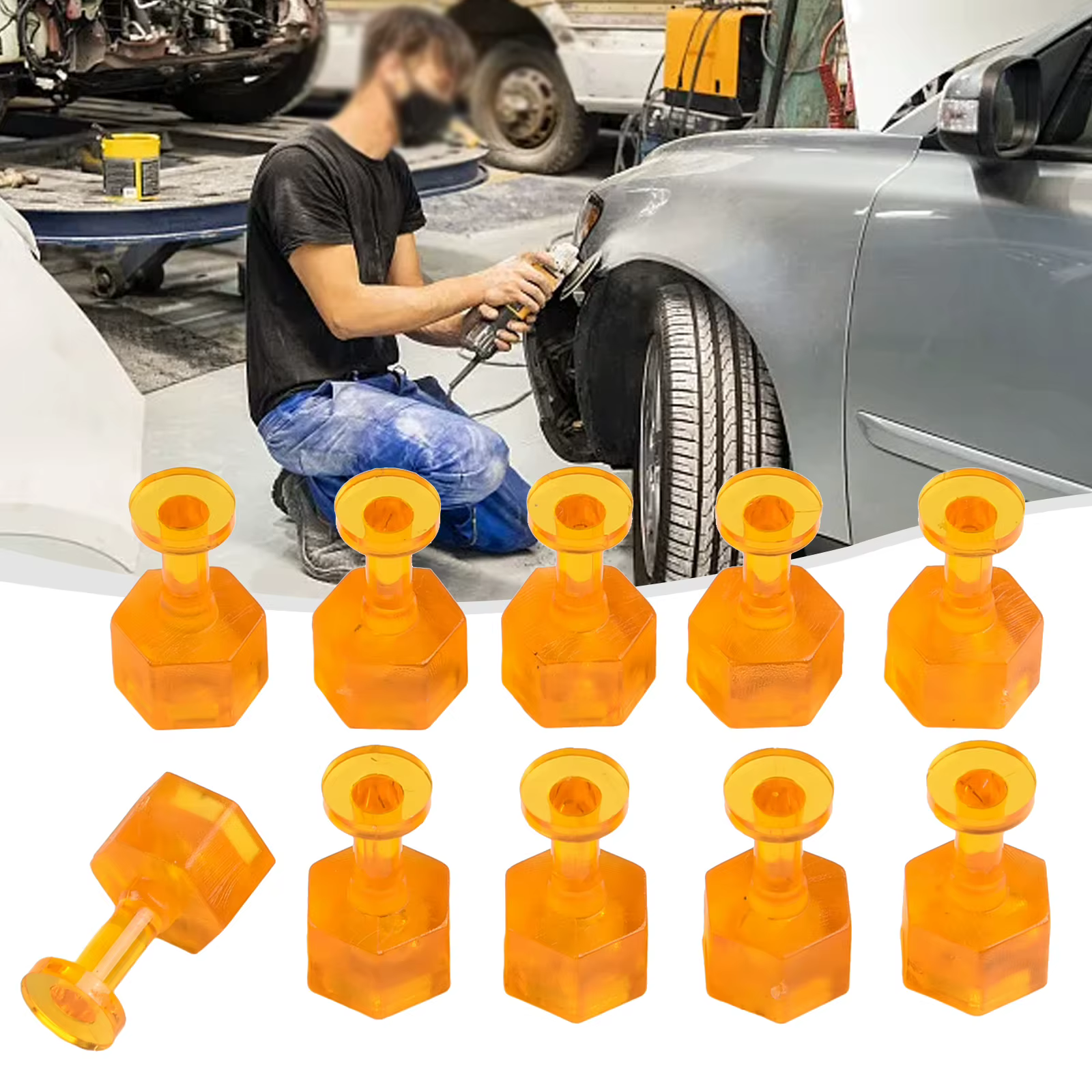10/30 pièces onglets de colle outil de débosselage PDR onglets Orange Auto sans peinture Dent répara
