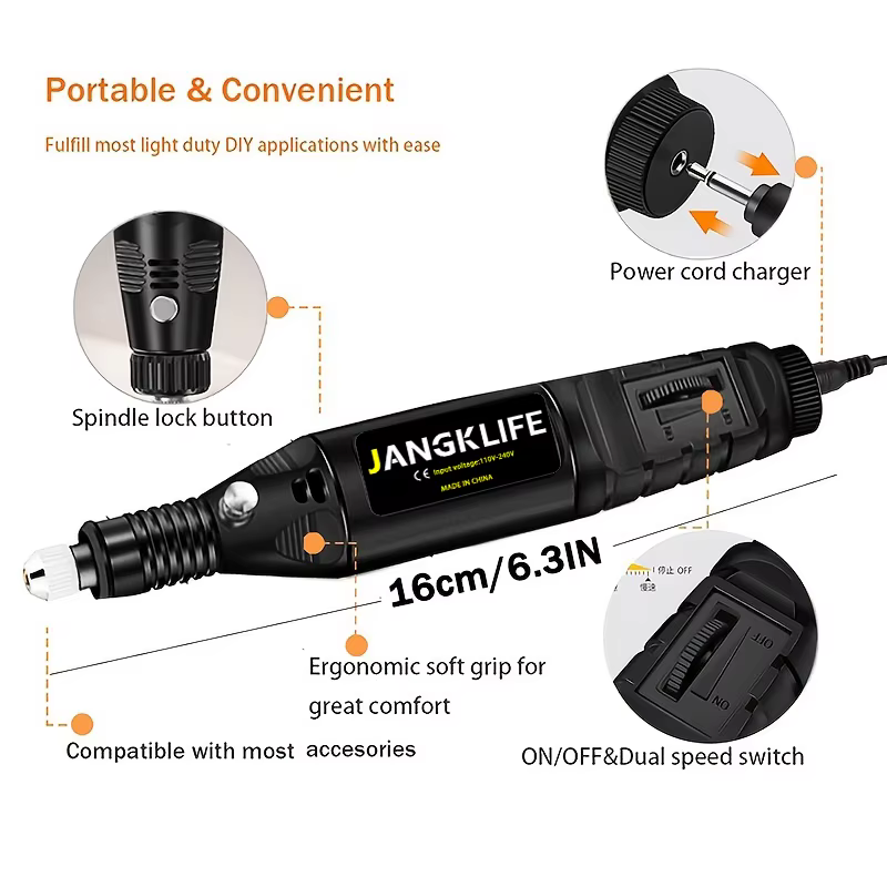JANGKLIFE 9V Mini perceuse électrique stylo de sculpture perceuse à vitesse Variable outils rotatifs