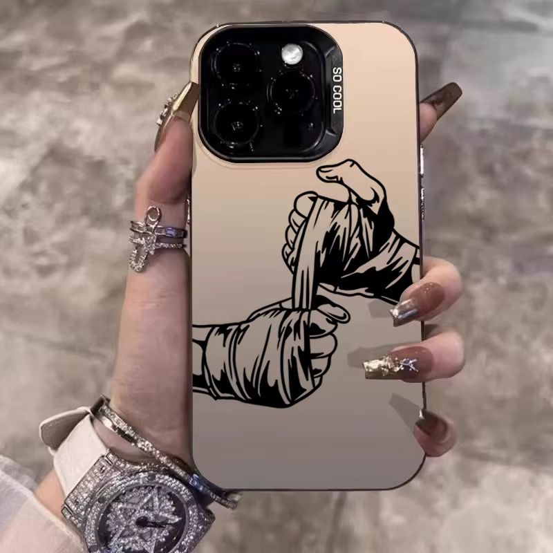 Boxe fille personnalisé galvanoplastie argent IMD coque de téléphone pour iPhone 11 12 13 14 15 16 P