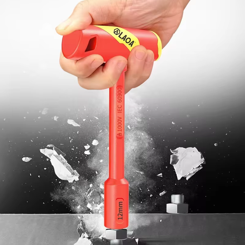 LAOA-Clé à douille isolée en forme de T, lot spécial pour électricien, haute résistance aux chocs, V