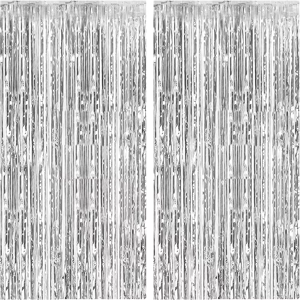 Rideaux à franges en feuille de guirlandes métalliques noires, 2 paquets, rideau à franges noires, b