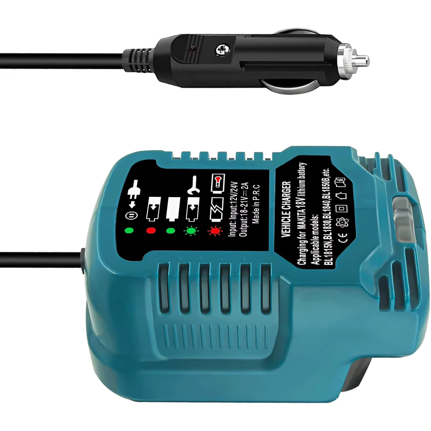 Batterie Li-ion DC 12V/24V, Mini chargeur de voiture Compact, prise allume-cigare avec LED pour batt