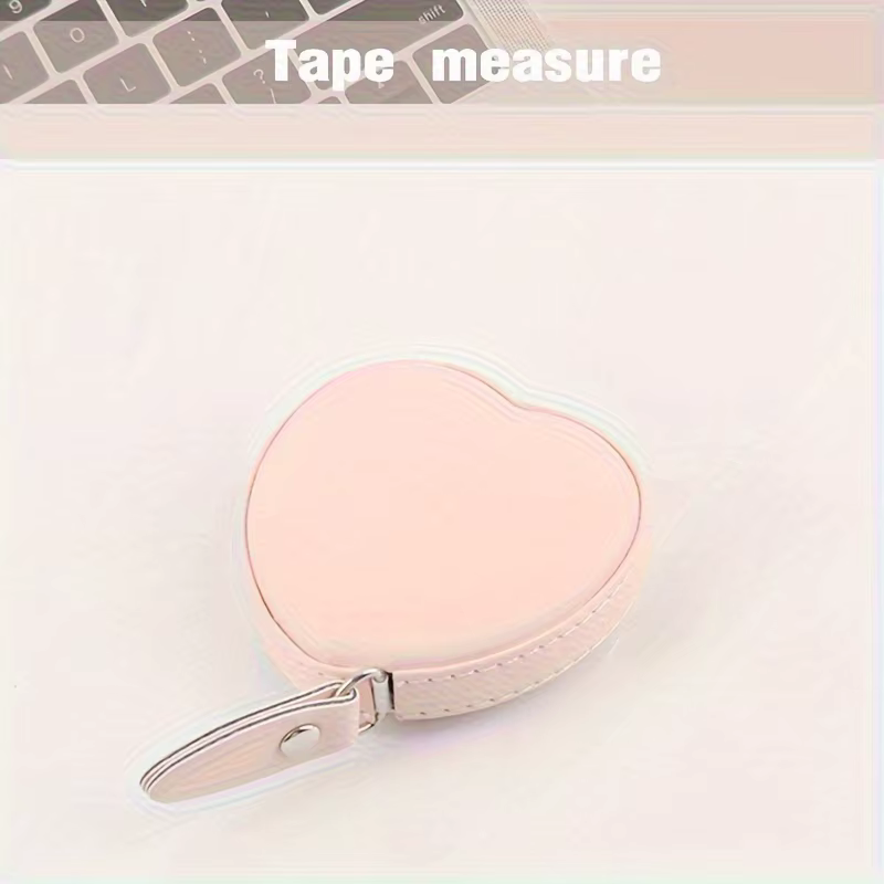 1 pièce Mètre Ruban Multifonctionnel en Cuir PU Rose Motif Cœur - Règle de Mesure pour Taille et Poi