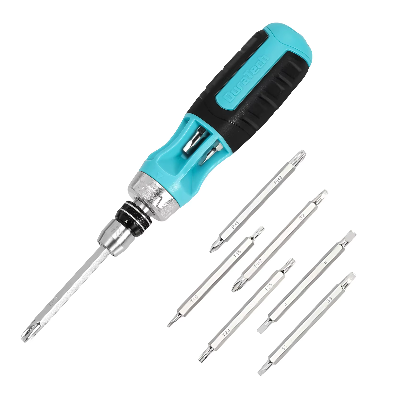 DURATECH Tournevis à cliquet 12 en 1, tournevis multi-embouts avec Phillips, à fente, Torx, embouts 