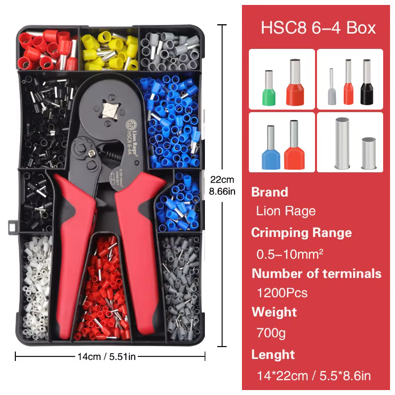 Pince à sertir HSC8 6-4A, fil de sertissage de borne tubulaire, mini outils de sertissage de virole,