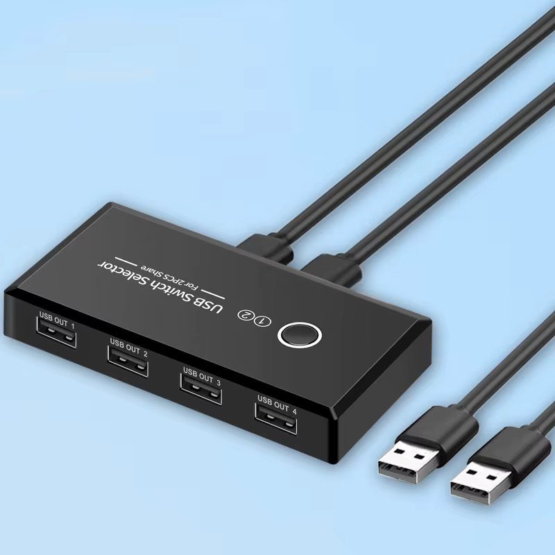 Sélecteur de commutateur KVM USB 2.0/3.0, Hub 2 en 4 sorties, partage 1 clavier/souris/imprimante/di