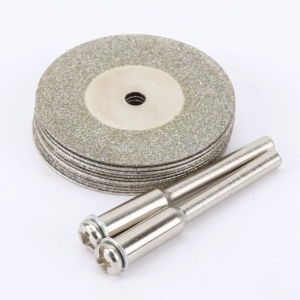 Disques de coupe diamantés 30mm, Mini lame de scie coupée avec 2 pièces de connexion de tige de 3mm 