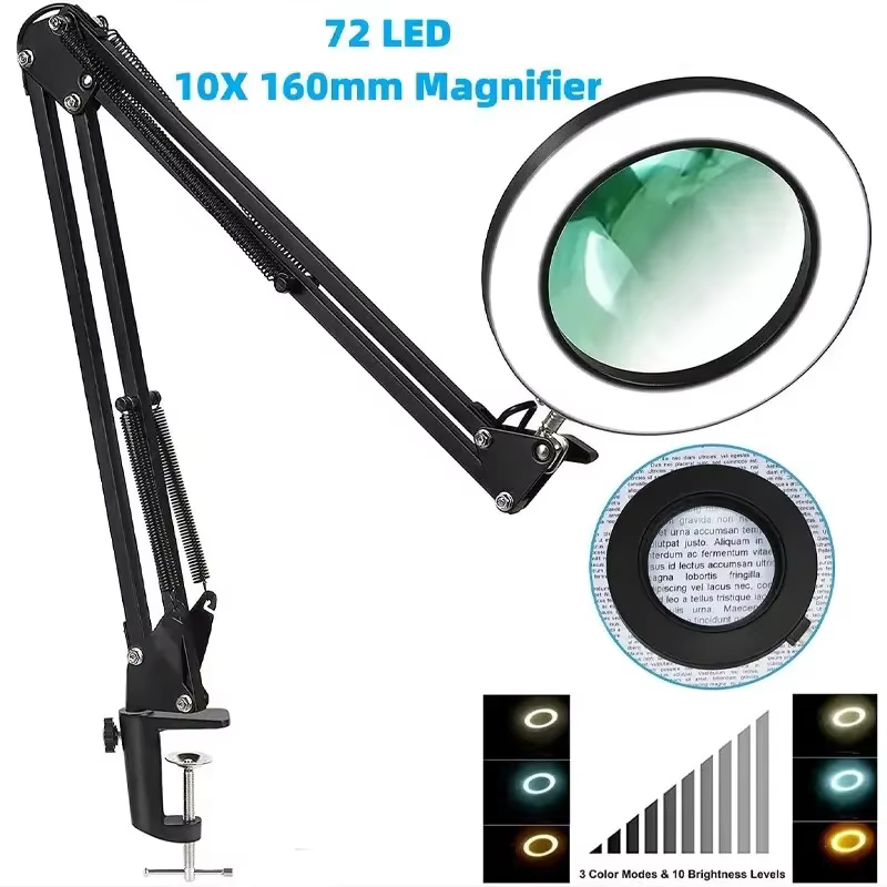 72LED 8X/10X NOUVEAU Lumineux Loupe USB 3 Couleurs LED Loupe pour Fer À Souder Réparation/Lampe de T