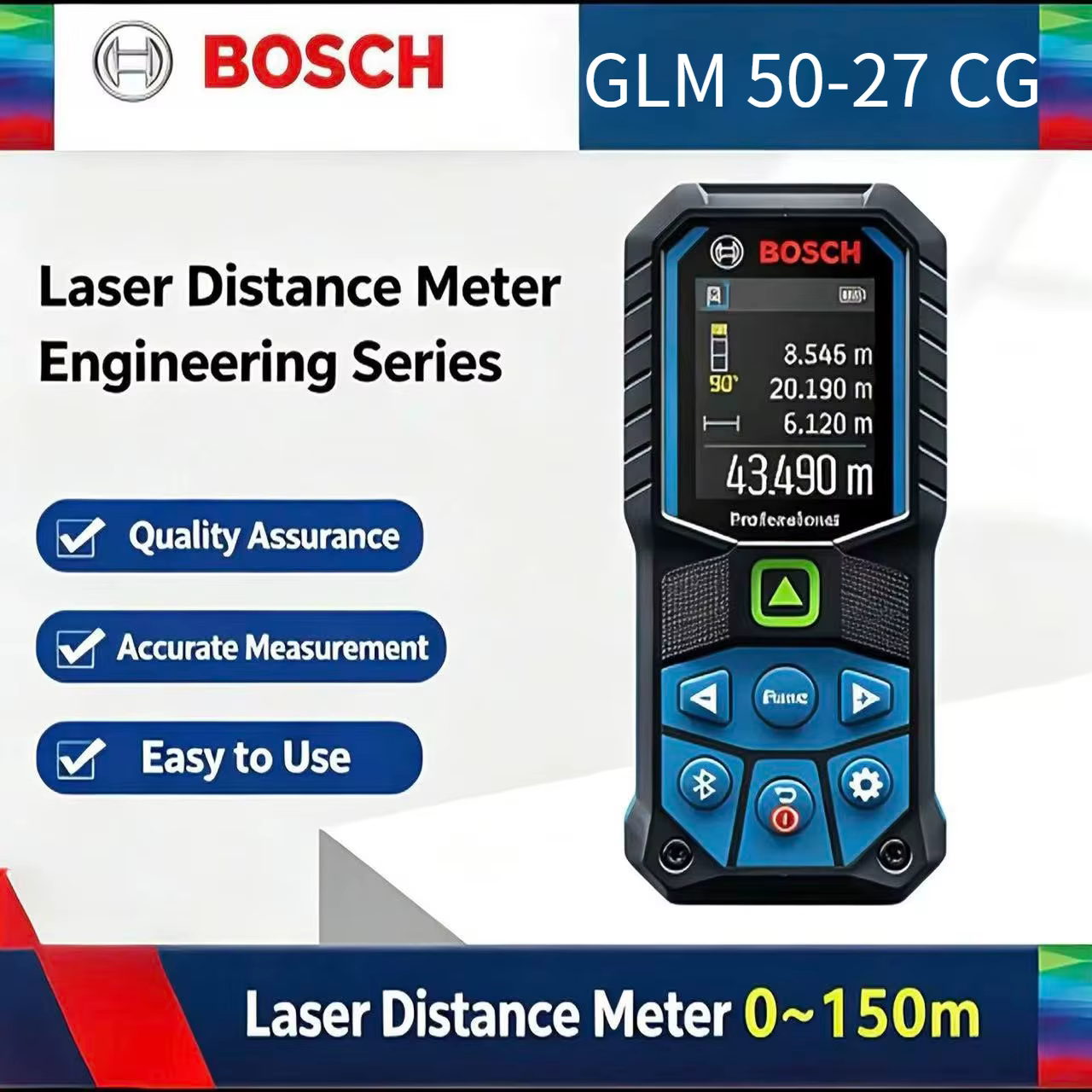 Télémètre laser Bosch GLM 50-27 CG à faisceau vert, compact et résistant aux chocs, idéal pour des m