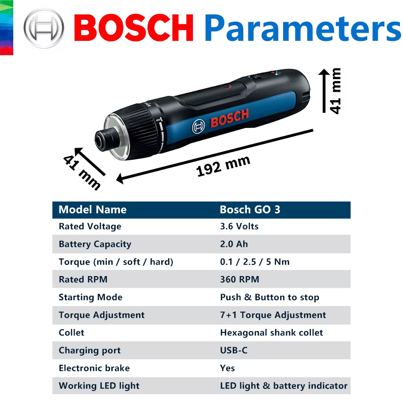 BOSCH GO 3 tournevis sans fil 3.6V batterie Lithium-ion perceuse sans fil Rechargeable avec boîte Bo