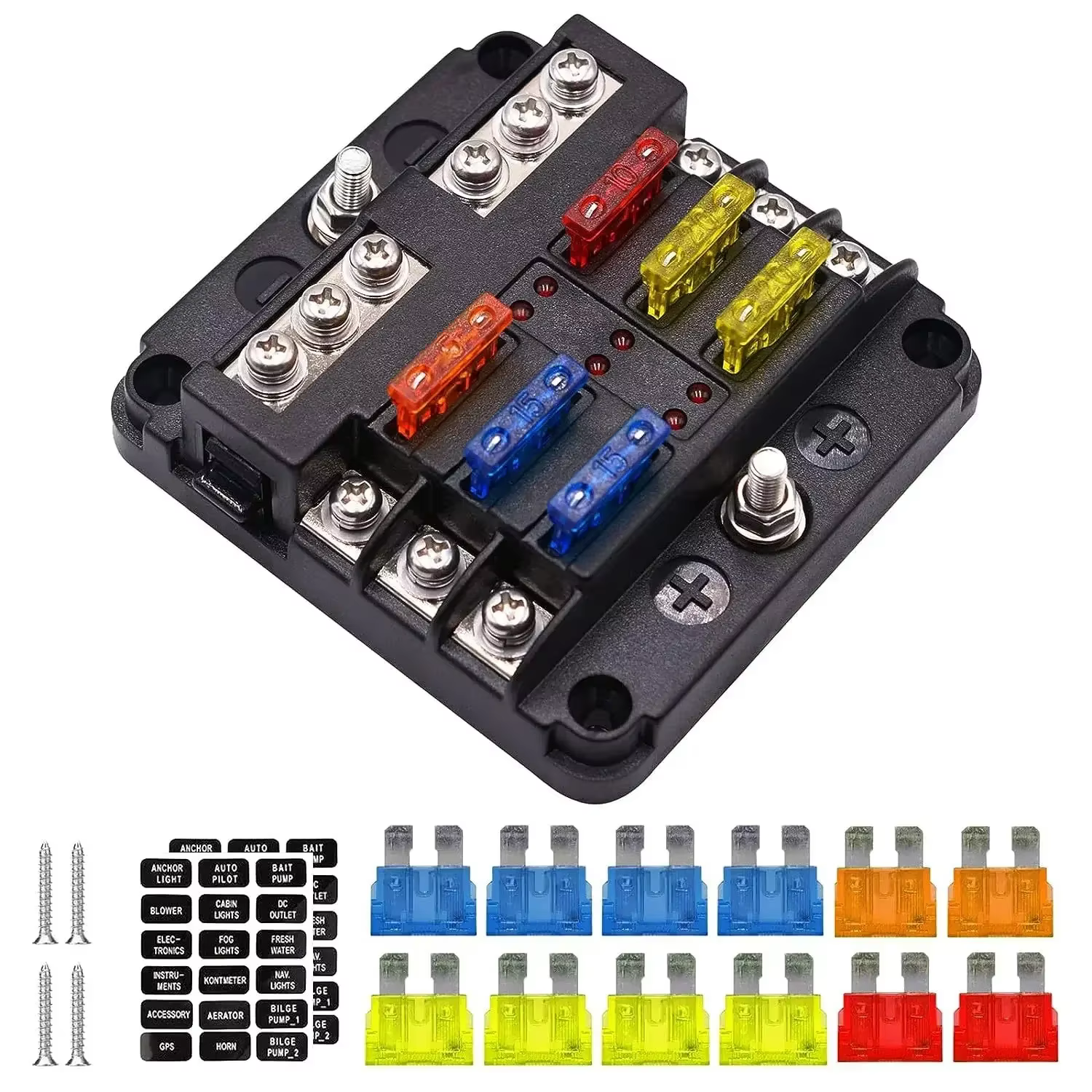 Fusible à lame 6/12 voies 12-24V, support de boîte à fusibles pour bateau de voiture avec couvercle 