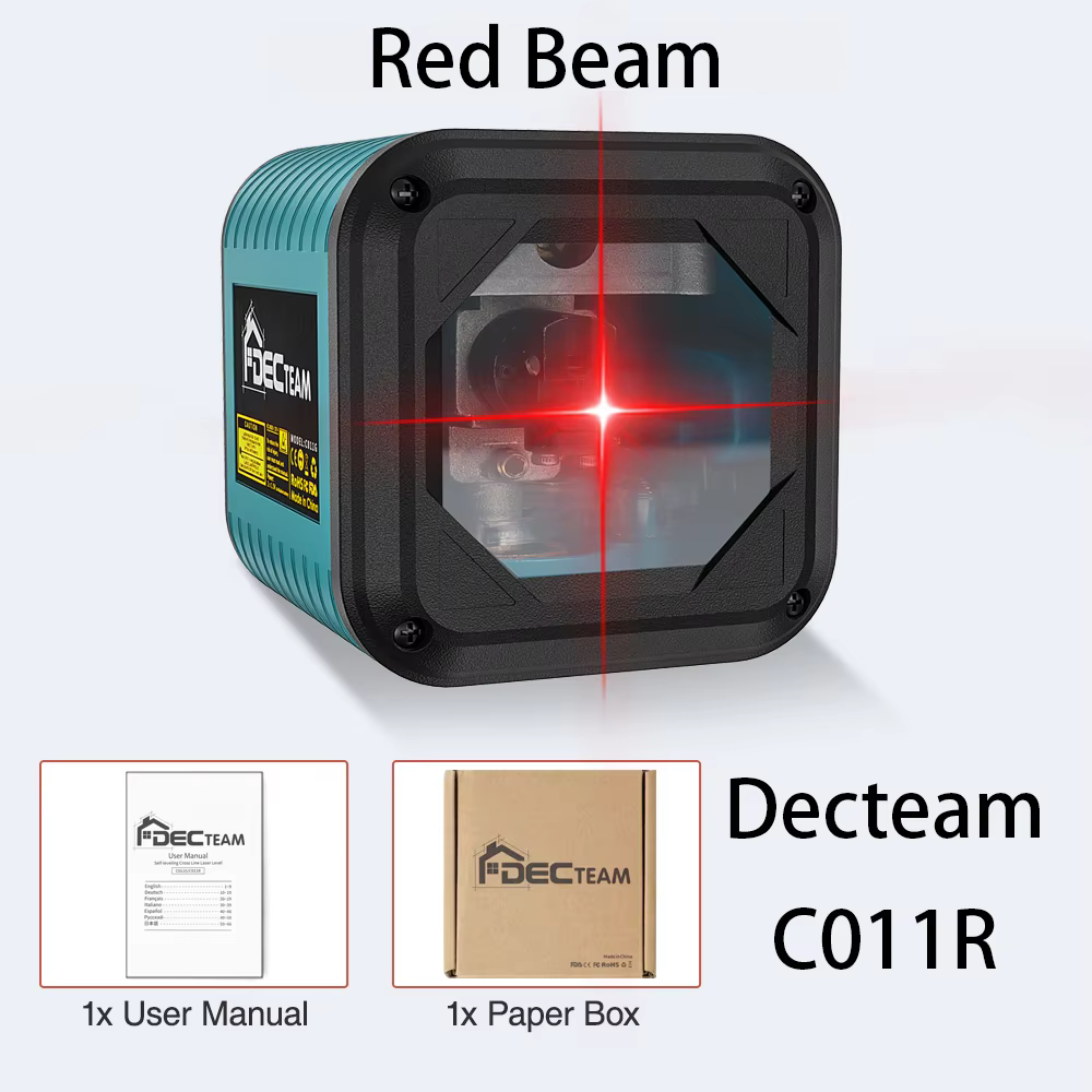 Niveau laser Decteam 2 lignes, faisceau laser vert et rouge haute visibilité, instrument de nivellem