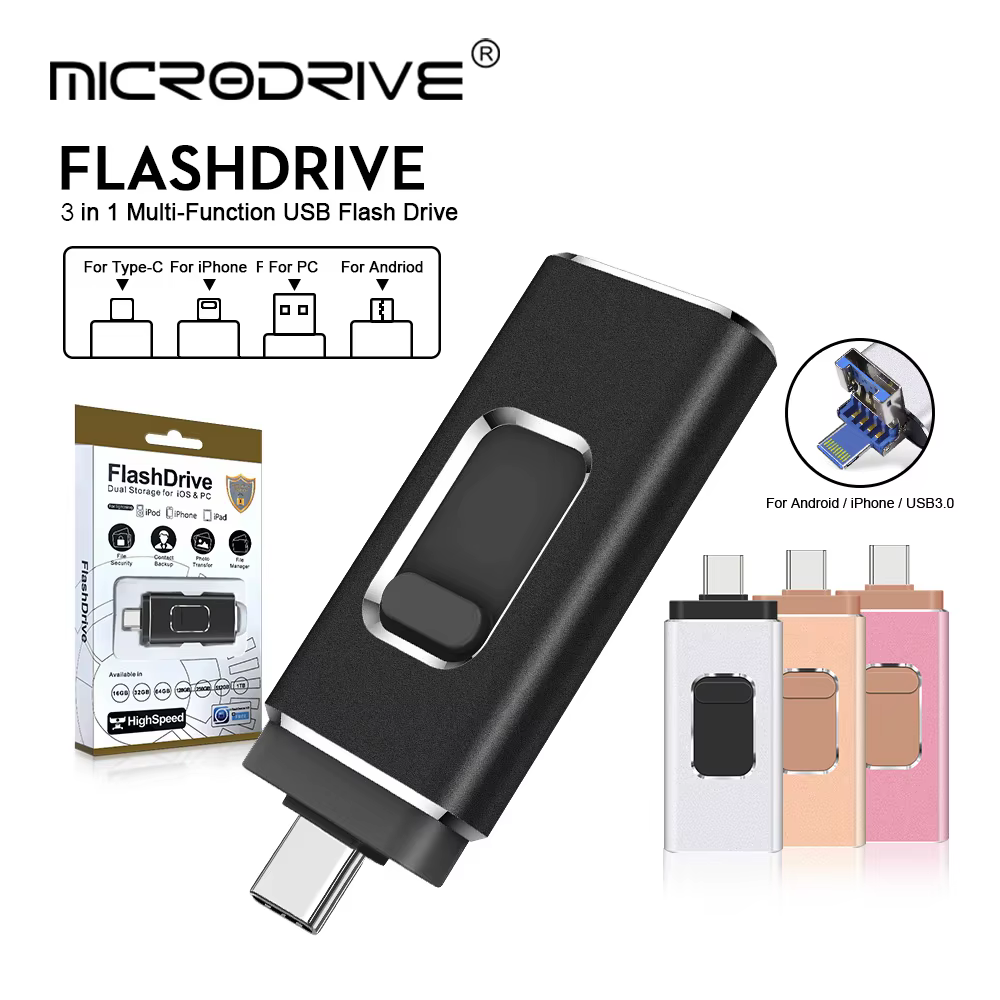 Clé USB haute vitesse pour téléphone, stockage externe, clé USB, photostick, iPhone, Android, PC, co