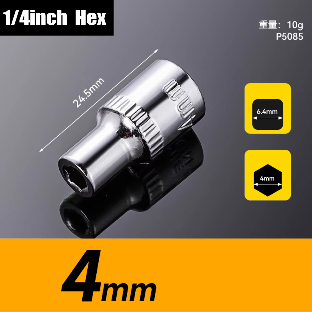 Jeu de clés à douille 1/4 ", 4 4.5 5 5.5 6 6.5 6 7 8 9 10 11 12 13 14mm, adaptateur d'embout à douil