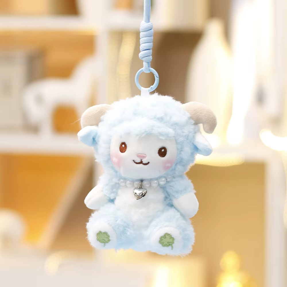 Mignon PP coton petit mouton porte-clés moelleux confortable dessin animé Animal en peluche doux Col