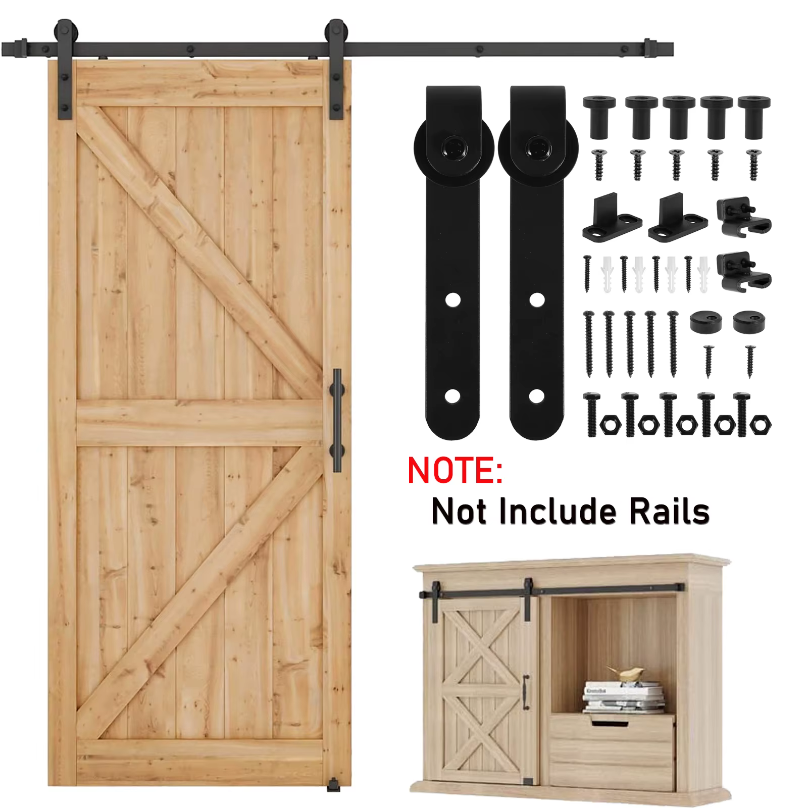 Kit de quincaillerie pour porte de grange coulissante, piste de porte de grange lisse et silencieuse
