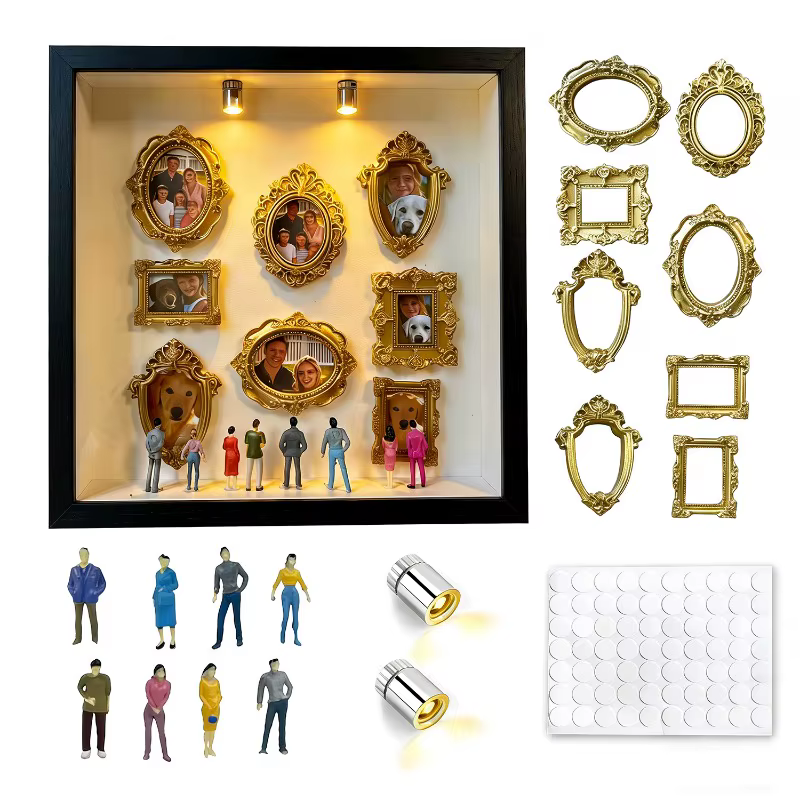 Kit de présentation créatif DIY Mini Musée Silhouette Shadow Box avec cadres en bois – Cadeau pour A