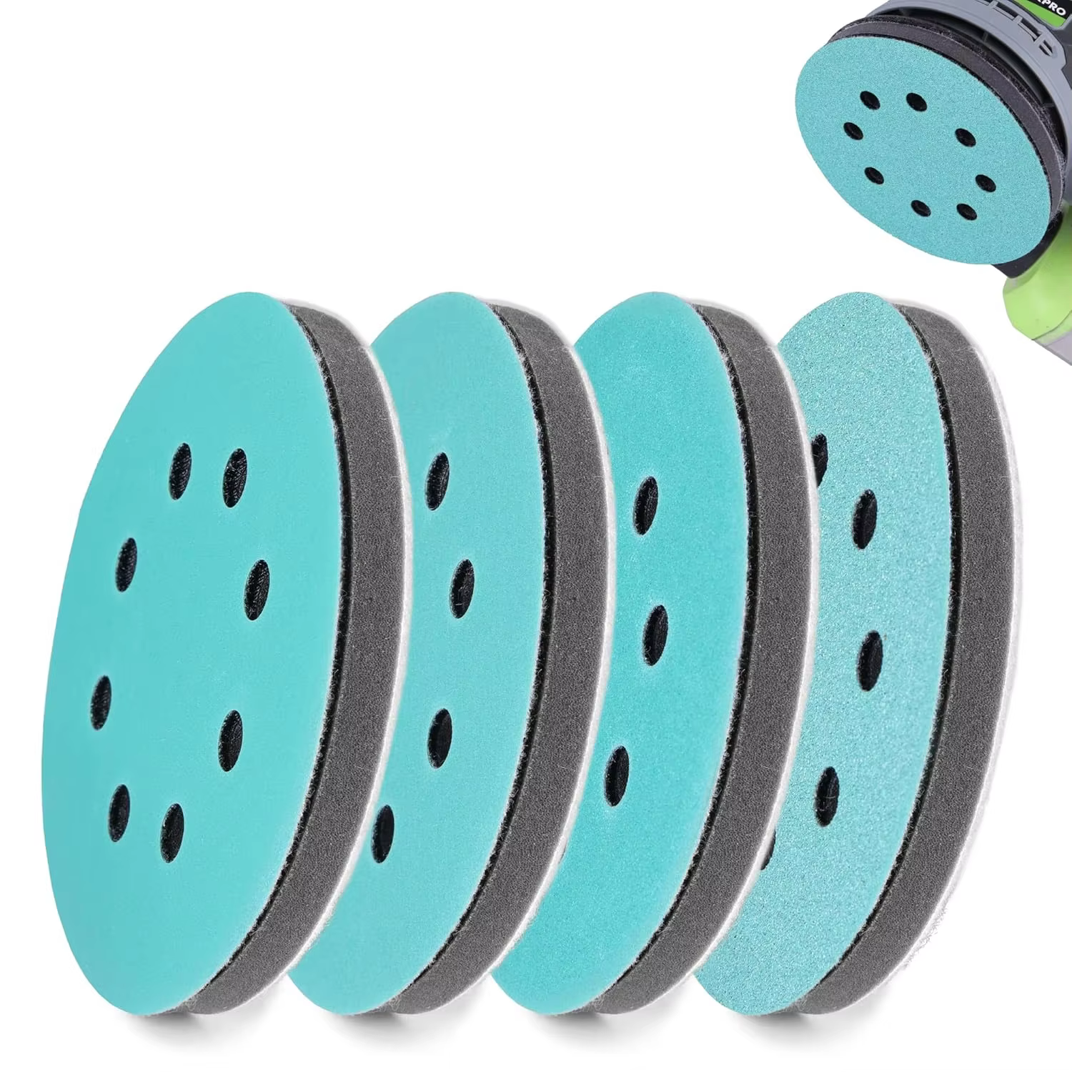 Tampon d'interface de ponceuse orbitale de 5 pouces/125mm et disque de ponçage, 4 tampons tampons en
