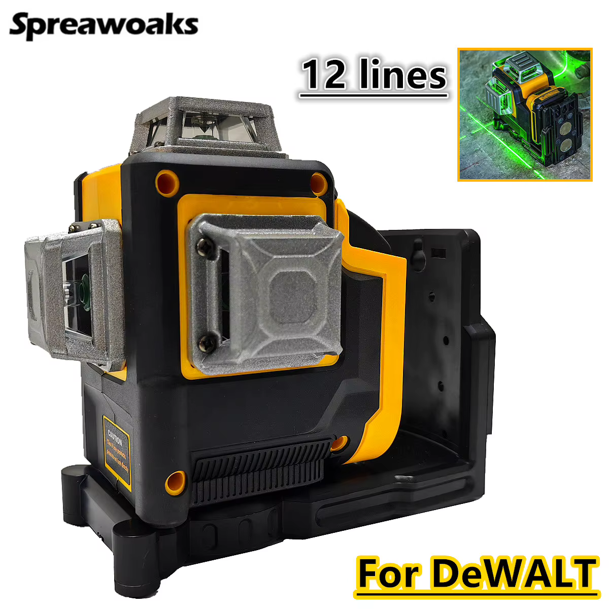 Pour DeWALT 20V 18V batterie niveau Laser 12 lignes 3D faisceaux verts horizontaux et verticaux comp