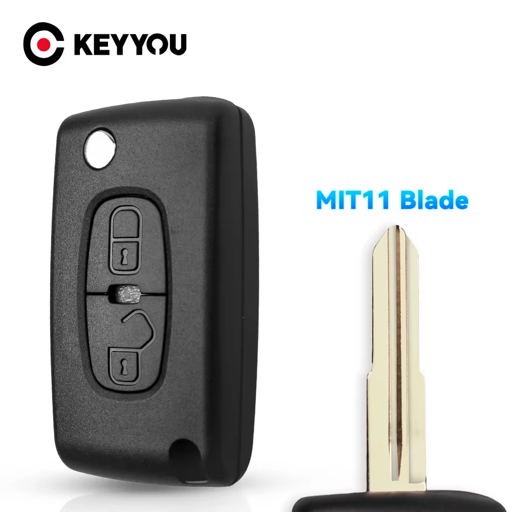 KEYYOU – porte-clés à rabat à 2 boutons, 4007 lame, pour Peugeot 4008 ET MIT-11R Citroen c-cross C4 