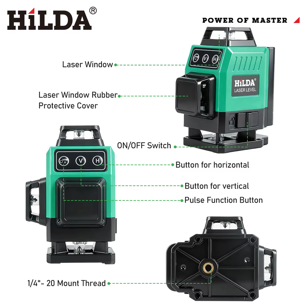 HILDA 16/12 lignes niveau laser ligne verte SelfLeveling 360 horizontal et vertical super puissant f
