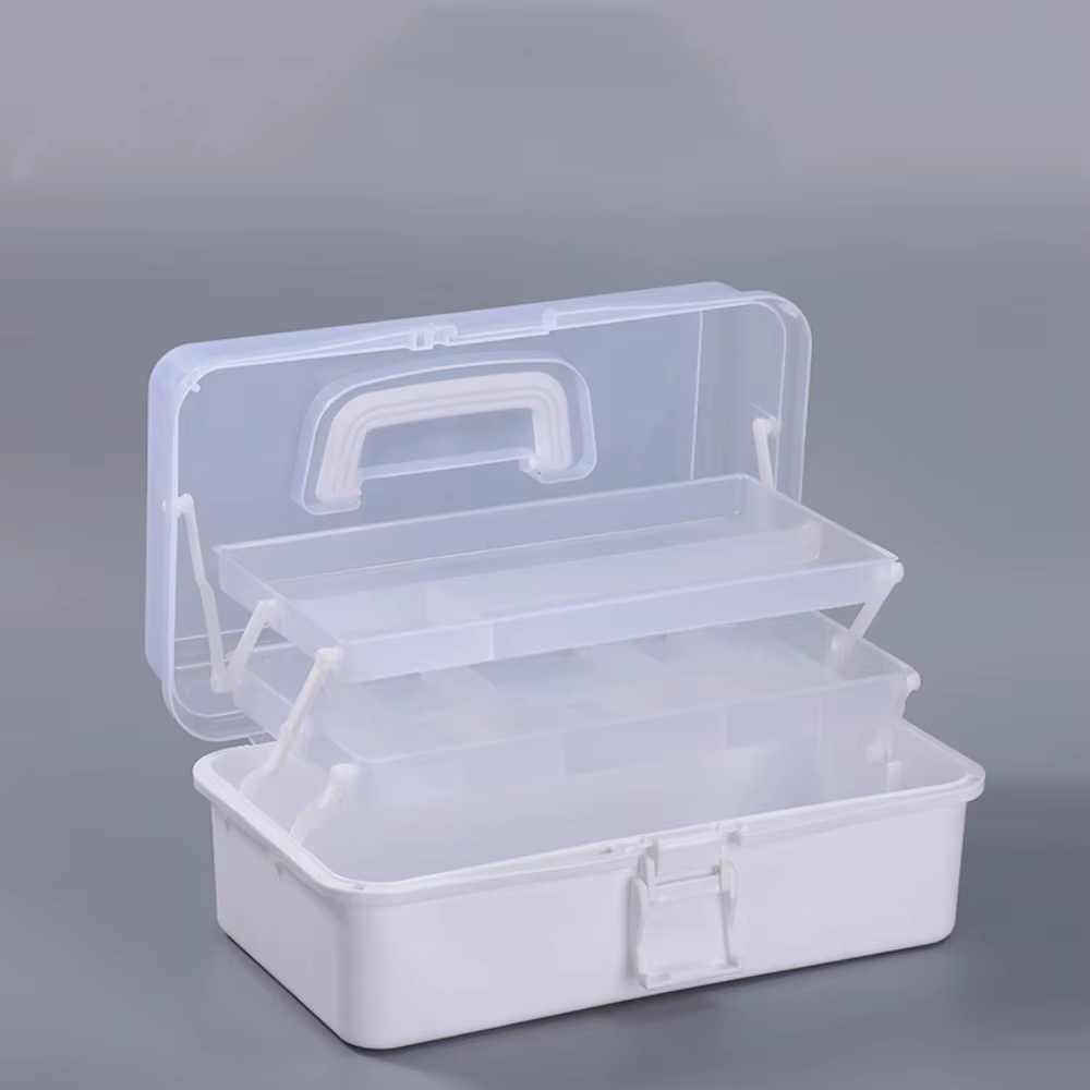 Nouvelle boîte de rangement artisanale à trois couches, boîte de rangement transparente en plastique