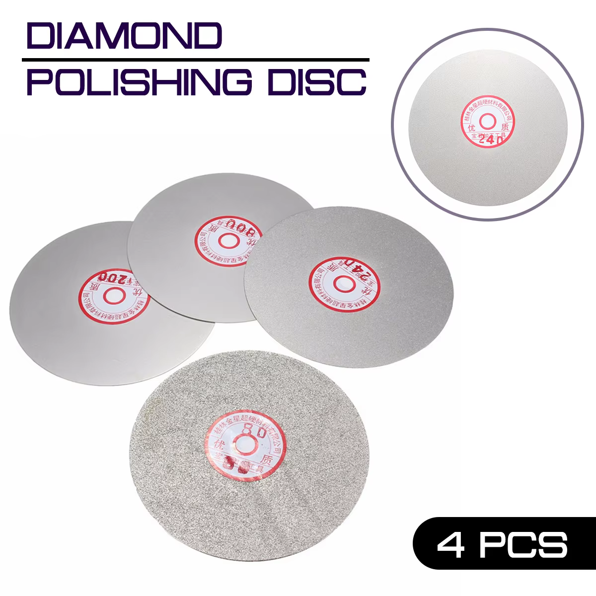 4 pièces/ensemble disque de polissage diamant 600 800 1200 3000 grain lapage meulage 6 "disque de me