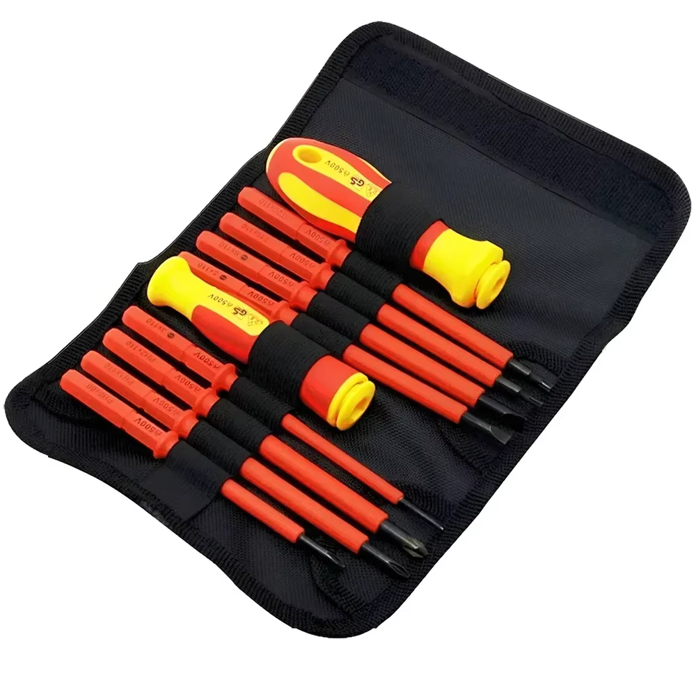 Kit de tournevis isolés de sécurité pour électricien, 10 en 1, isolation haute tension, pointes magn