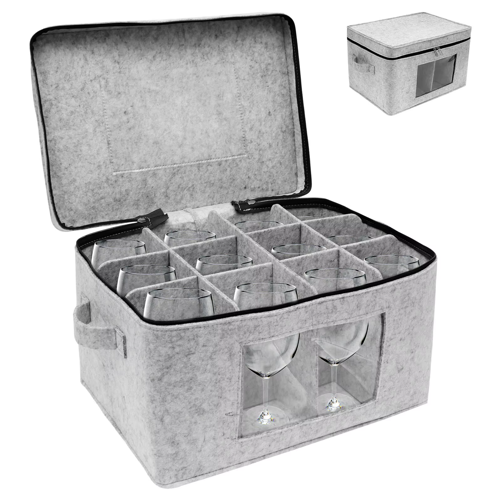 Boîte à verres à vin à 12 grilles, pliable, Portable, empilable, en feutre, organisateur de tasses à