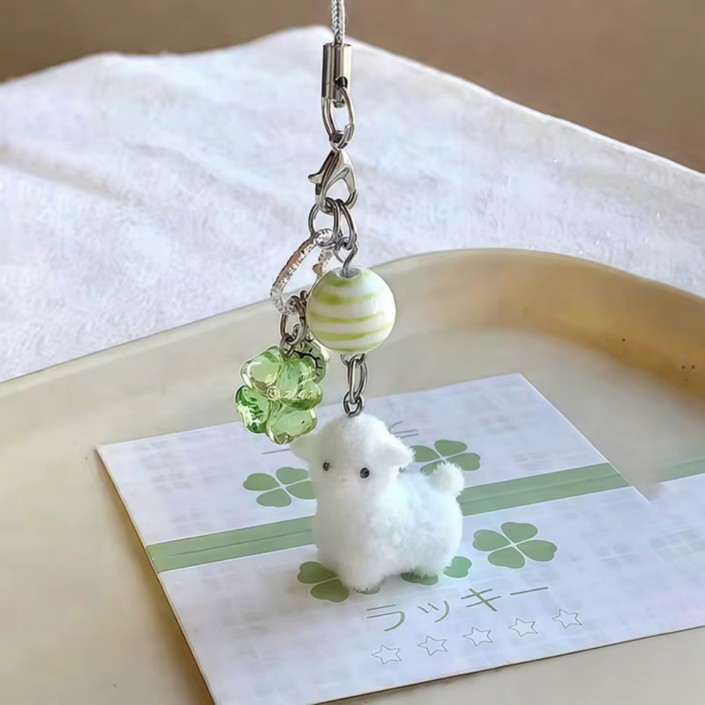 Porte-clés animal 3D, Porte-clés mouton floqué de haute qualité, Pendentif agneau en peluche, Penden