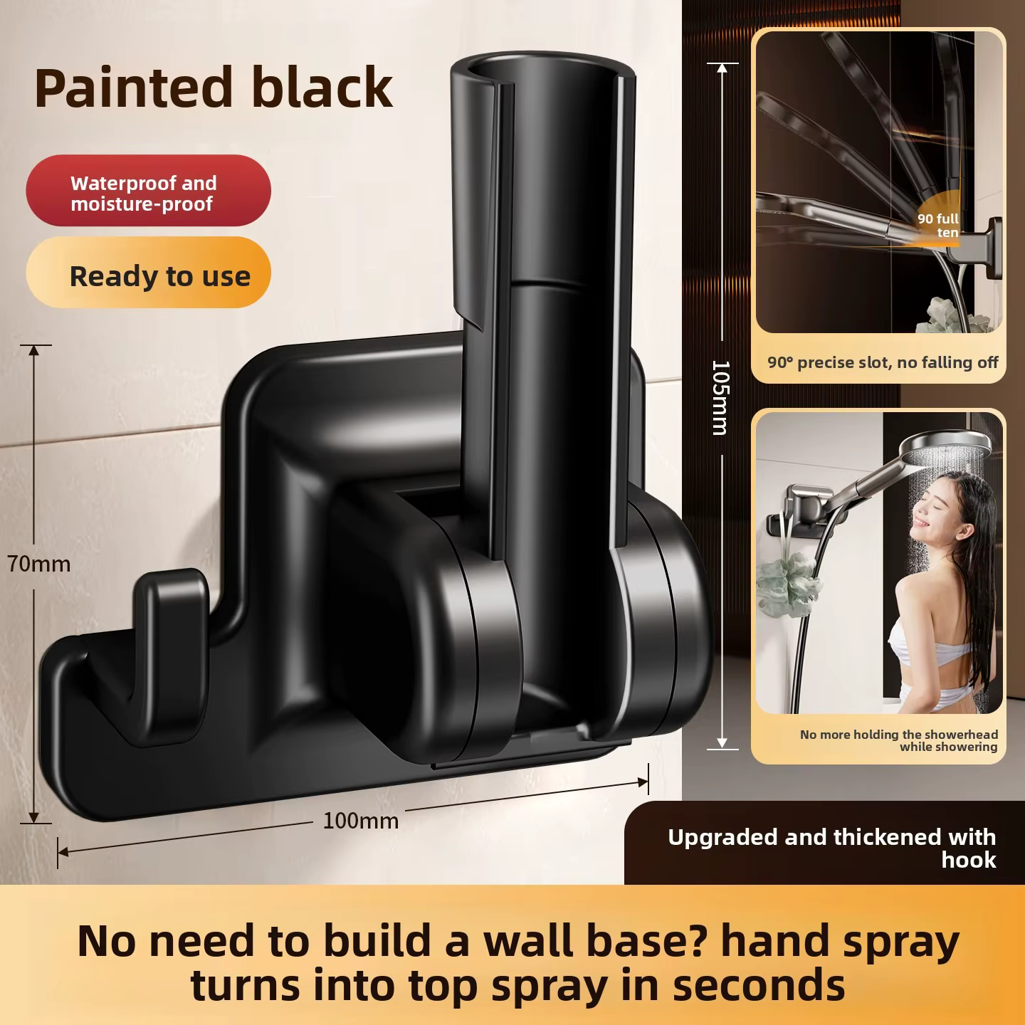 Support de pommeau de douche sans perçage, conversion de pommeau de douche manuel en pluie, support 