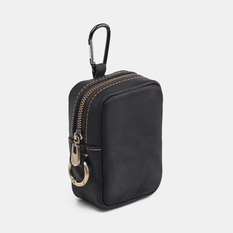 Pochette de rangement pour clés avec mousqueton, porte-monnaie vintage, mini sac portable pour écout