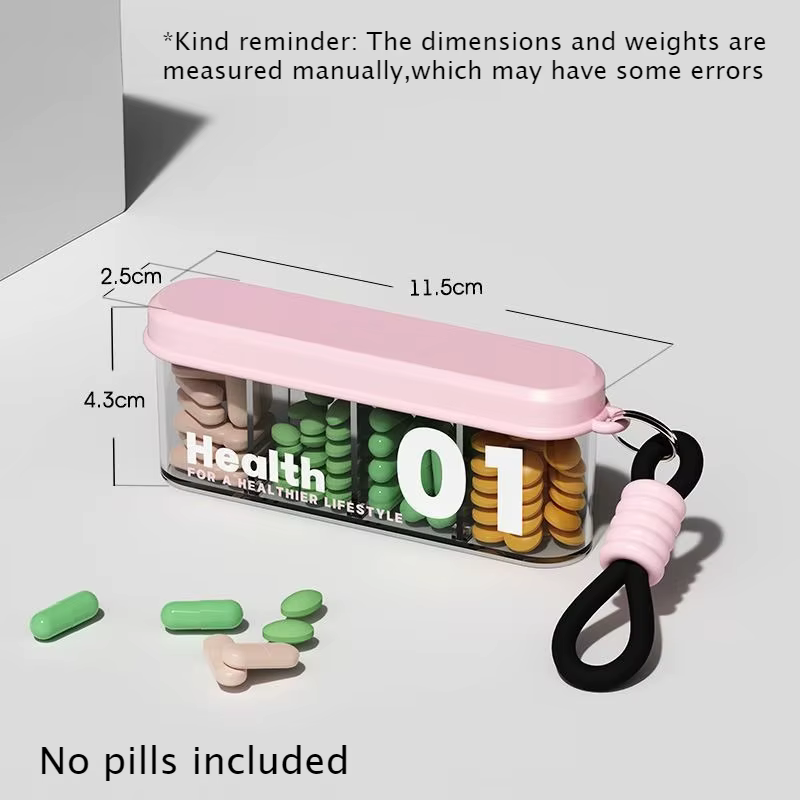 1PC Boîte à pilules portable avec compartiments, mini conteneur de voyage pour médicaments, organisa