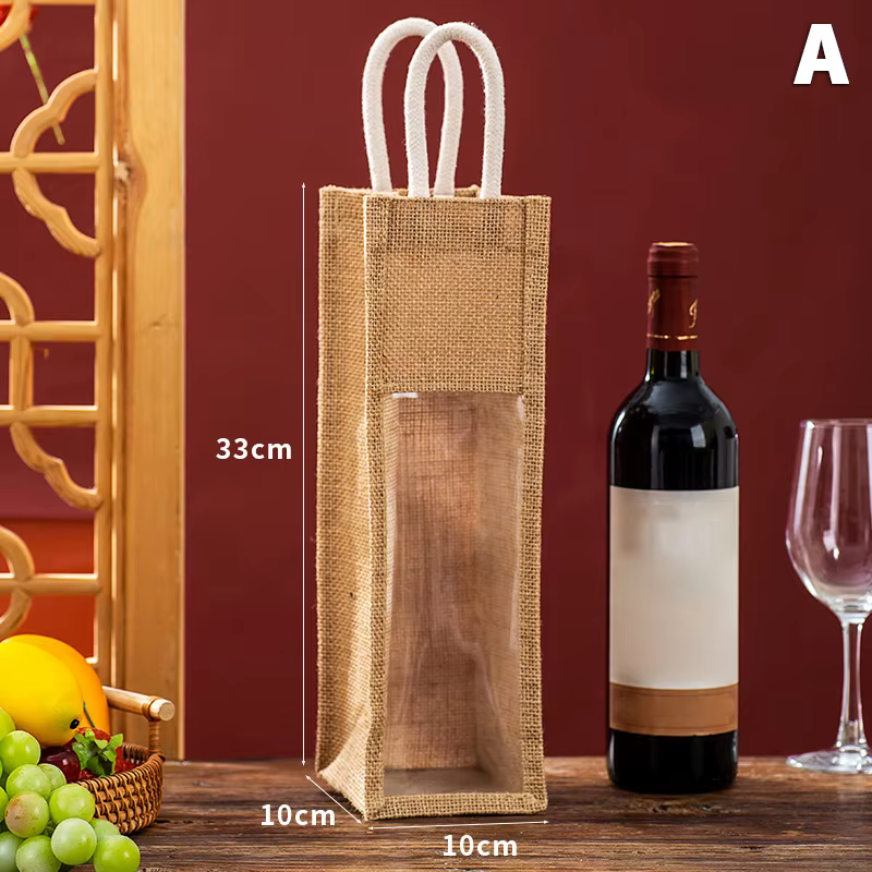 Sac à main de vin rouge, boîte-cadeau avec fenêtre et poignée, sac d'emballage de Champagne simple e