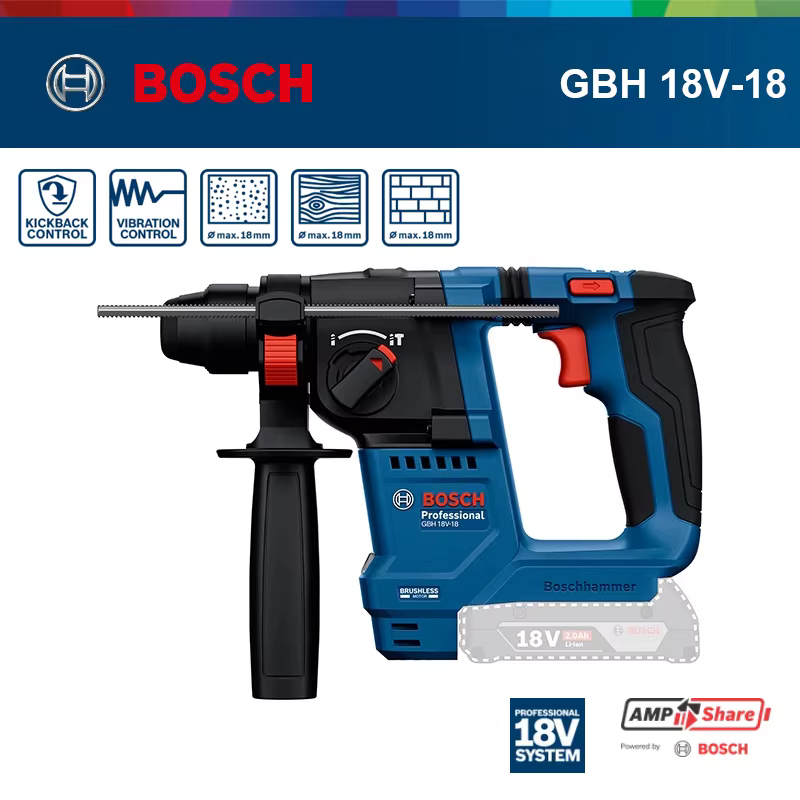  Marteau perforateur rotatif sans fil léger Bosch GBH 18V-18 GBH 18V-18 X, outil électrique 2-en-1