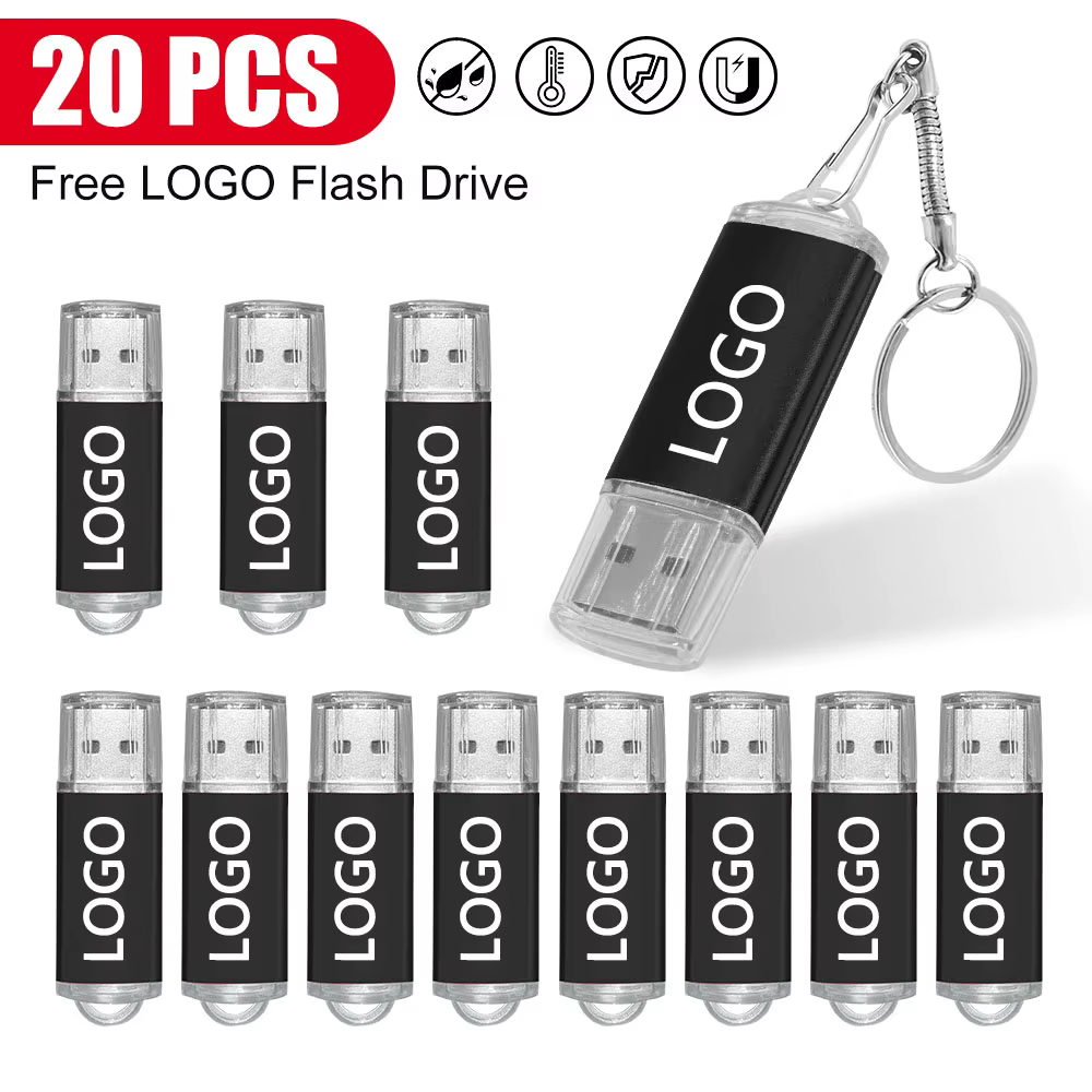 20 pcs/lot Logo personnalisé USB 2.0 clé USB clé USB 4GB 8GB 16GB 32GB clé USB 64GB clé mémoire capa