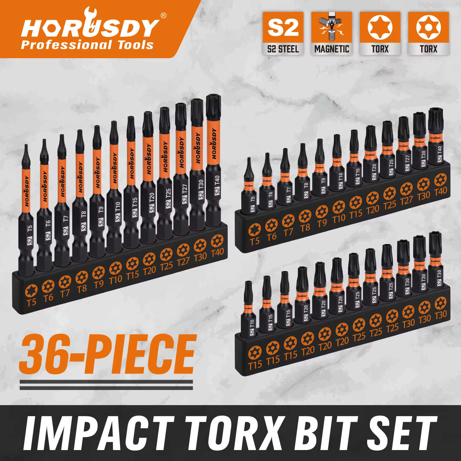 HORUSDY – jeu de 36 embouts Torx de sécurité, embouts étoile anti-effraction T5-T40, embouts pour vi