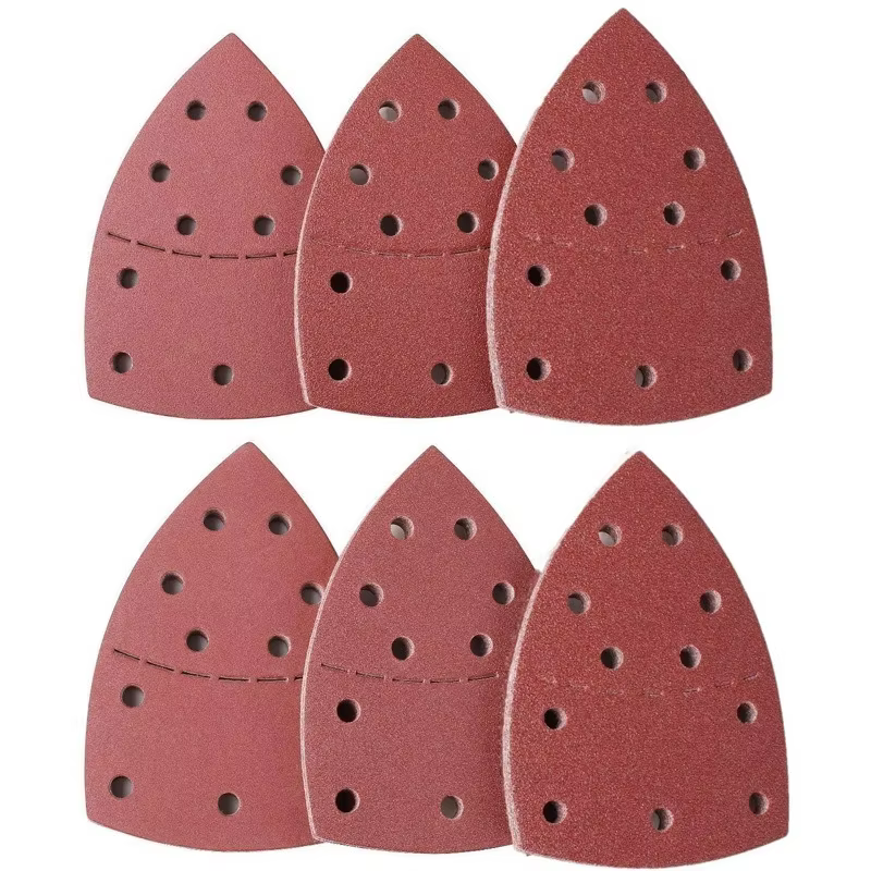 10pc souris détail ponceuse papier de verre 11 trous papier abrasif triangulaire pour multi ponceuse