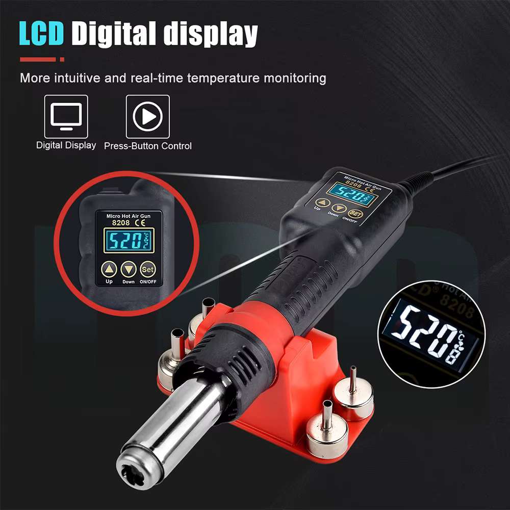JCD pistolet à Air chaud à souder tout-en-un 750W Micro Station de soudage LED sèche-cheveux numériq