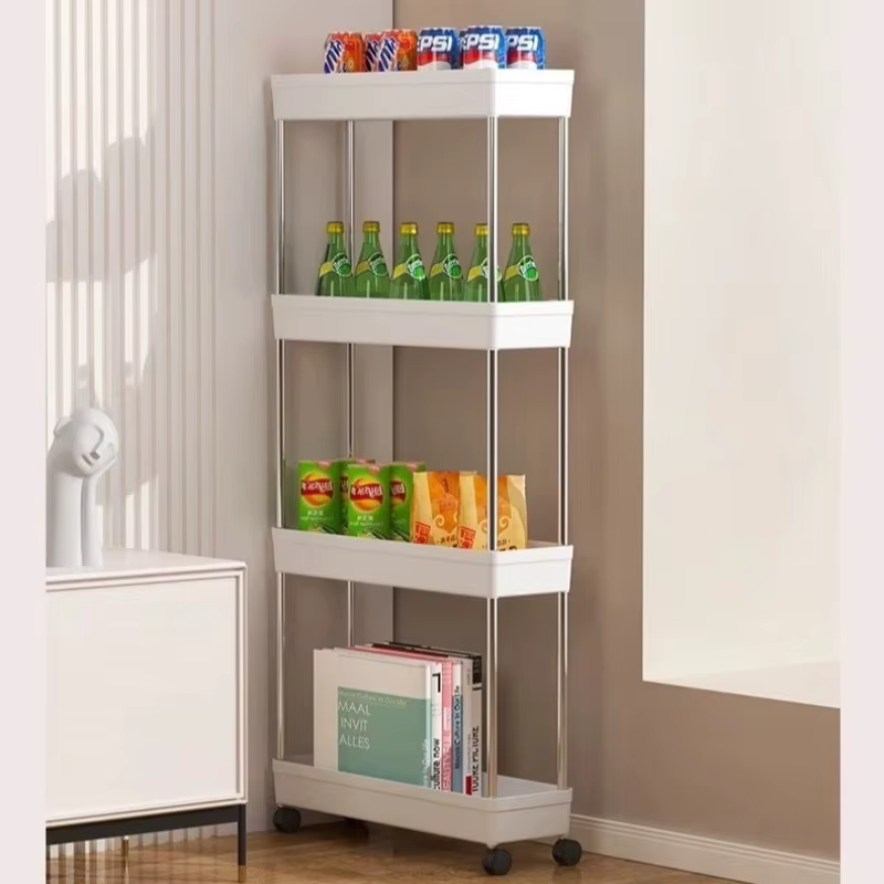 Support de rangement pour salle de bain avec roulettes, chariot utilitaire roulant à 4 couches, orga