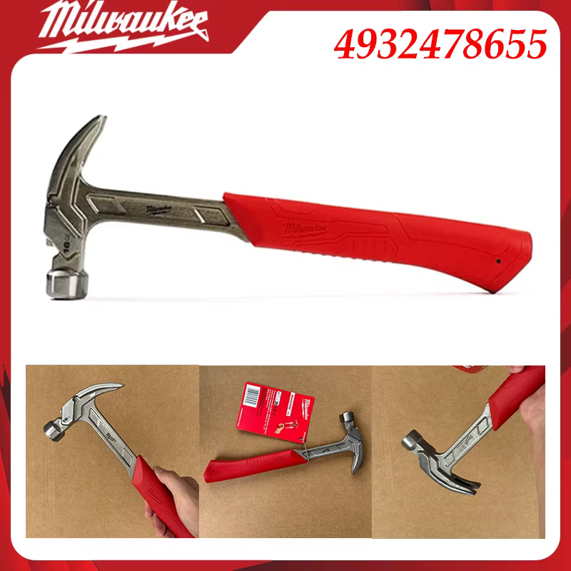 Marteau à griffes courbées Milwaukee 4932478655, tout en acier forgé, anti-vibration, antidérapant, 