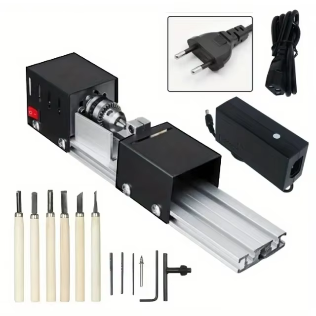 Mini tour à bois et accessoires 12/24V, kit d'outils rotatifs pour le travail du bois, fraisage, meu