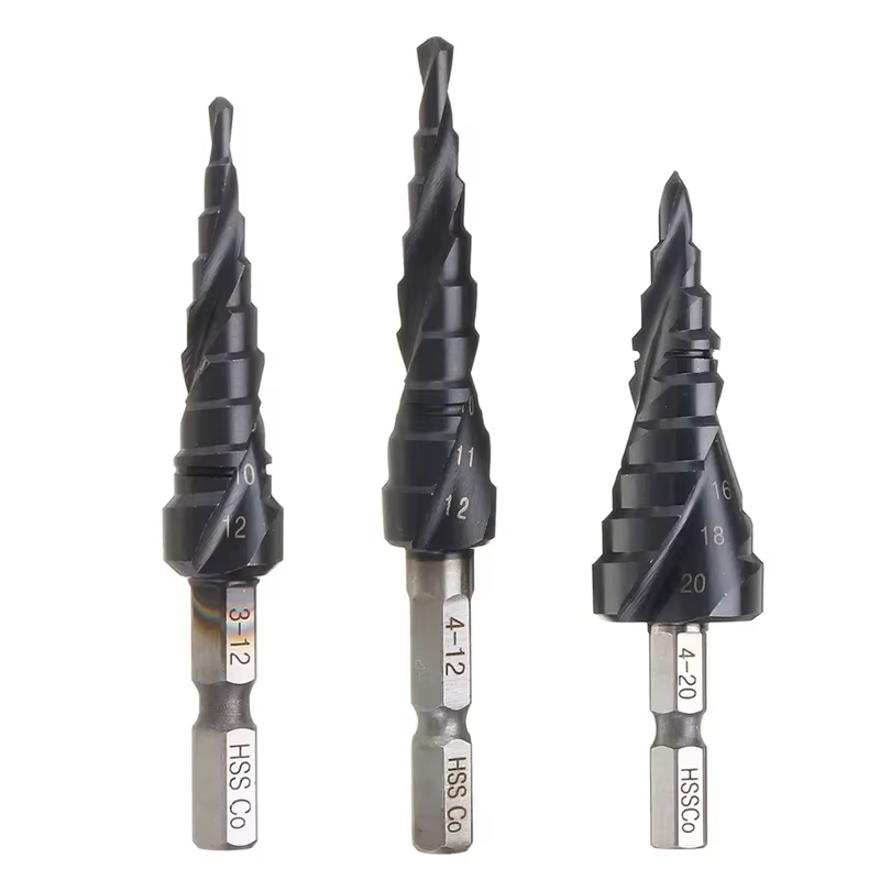 Foret étagé revêtu de TiAlN au Cobalt HRC89 M35, tige hexagonale de 1/4 pouces, ouvre-trou de perçag