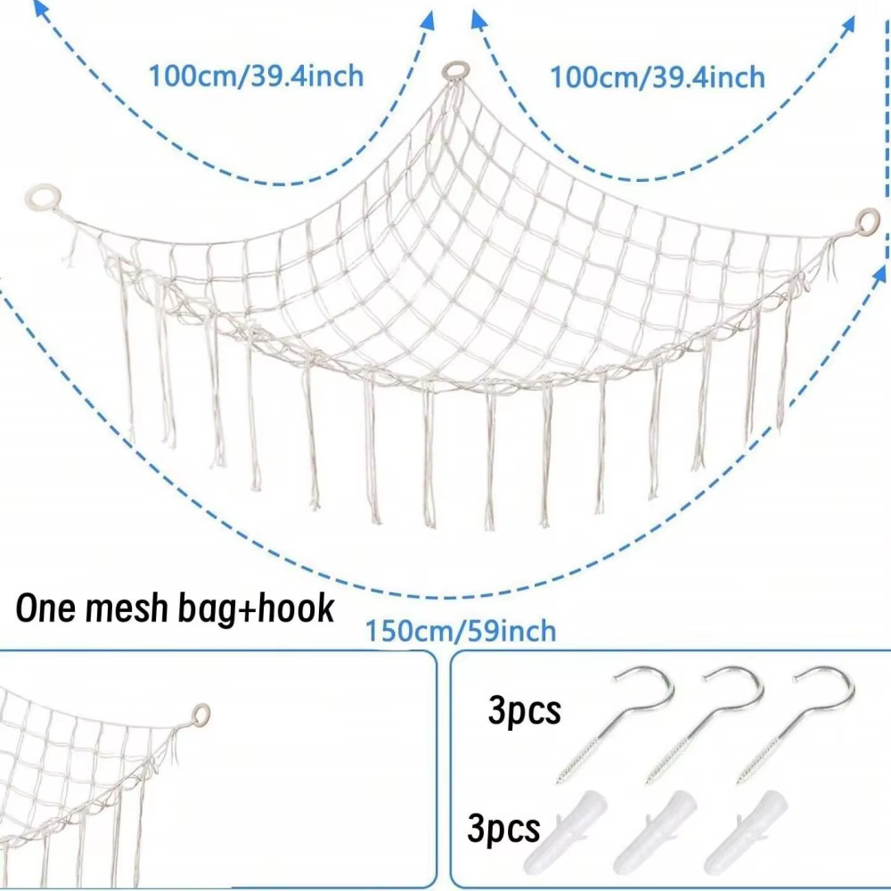 Hamac mural d'angle pour jouets, filet de rangement suspendu pour chambre, hamac pour poupées, décor